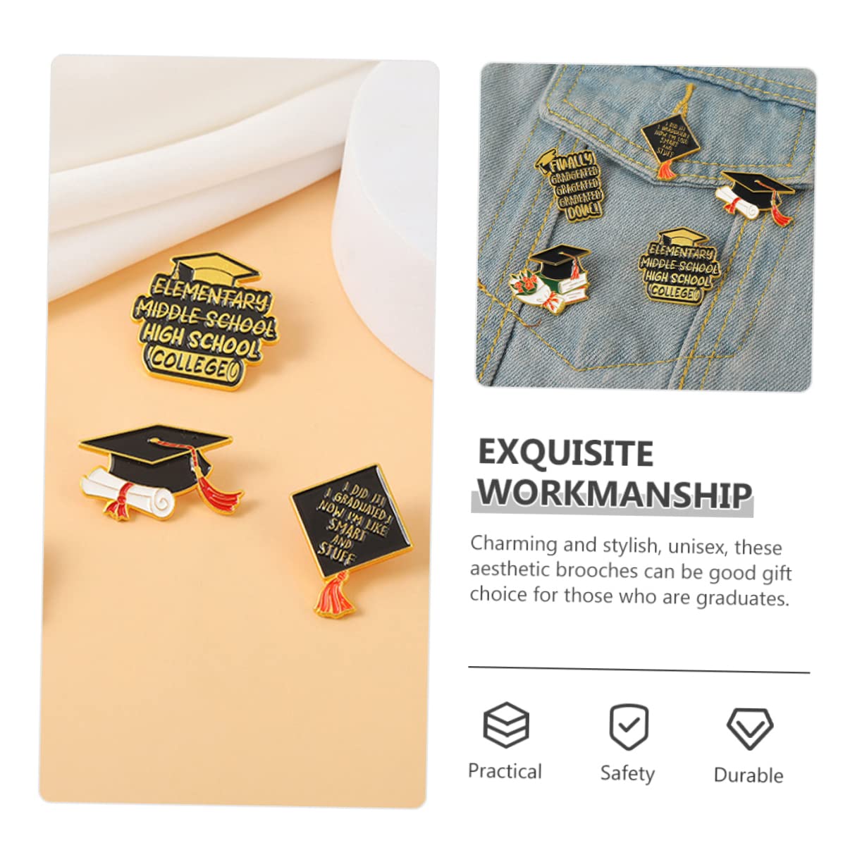 VALICLUD Brosche Ansteckblume Stolz-pin Balsam Pin-tasche Finger Stift Knopf Graduierung Anstecknadel Abschlussgeschenk Anstecknadel Dekoration Revers-sicherheitsnadel Legierung 10st