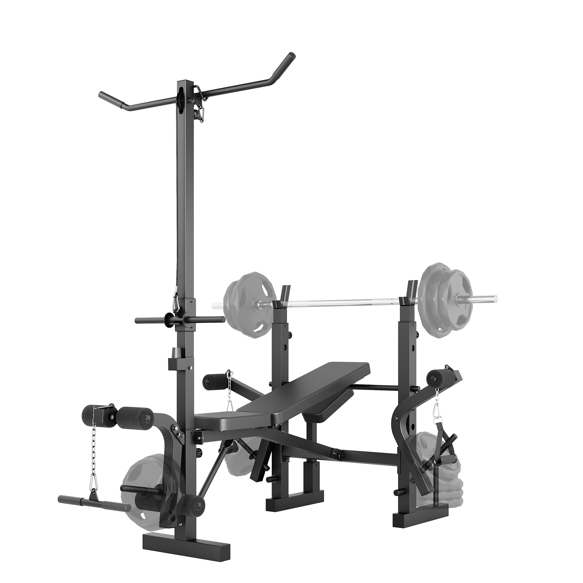 Zstar 7-in-1 Hantelbank Set für Krafttraining – Verstellbare und klappbare Trainingsbank mit Squat Rack, Beinstrecker, Curlpult, Lat-Zug – Flach- & Schrägbank für Gewichtheben im Home Gym