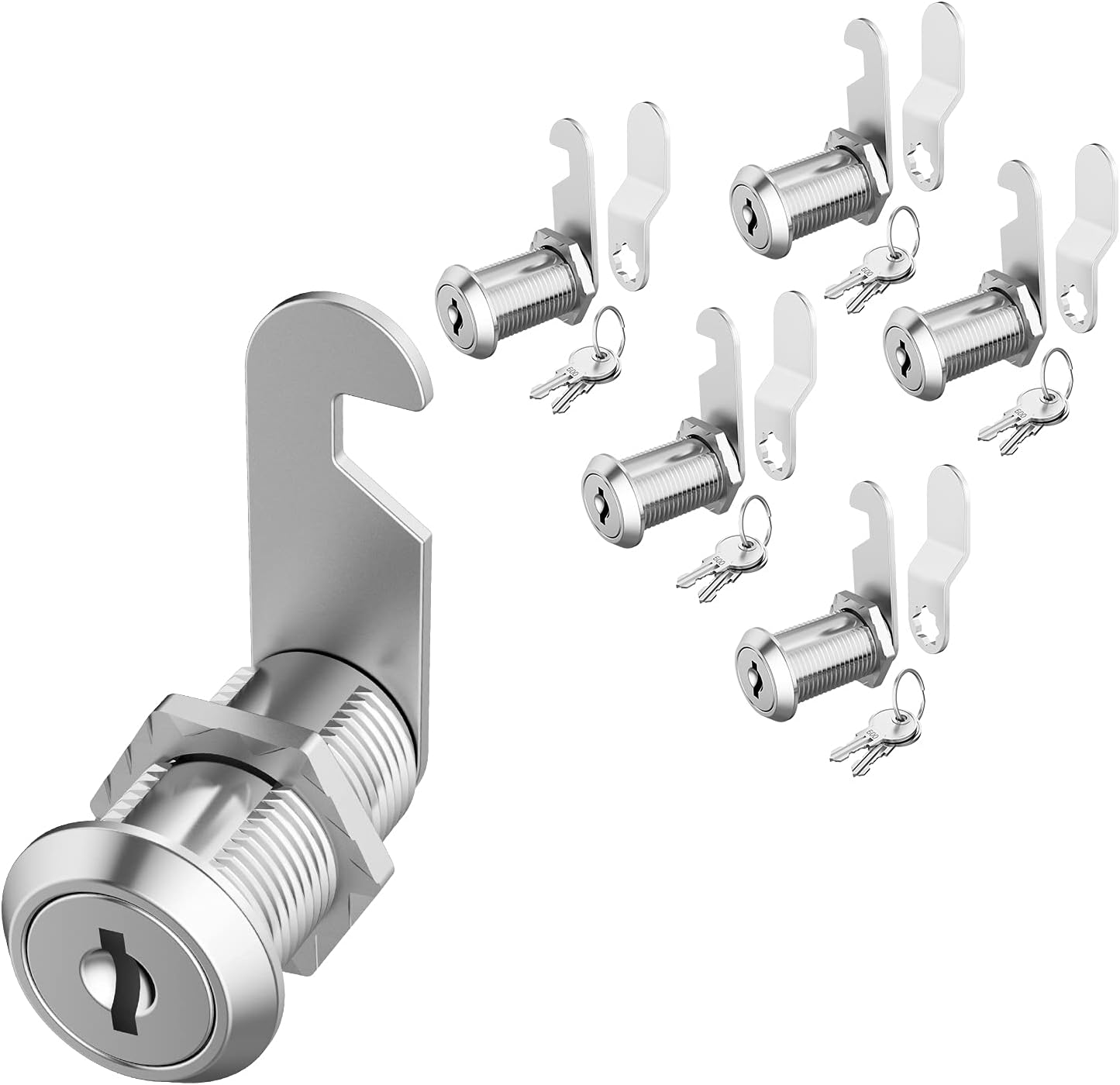 BOZXYE 5 Pack Locks with Key, 11/8" Cam Locks Keyed