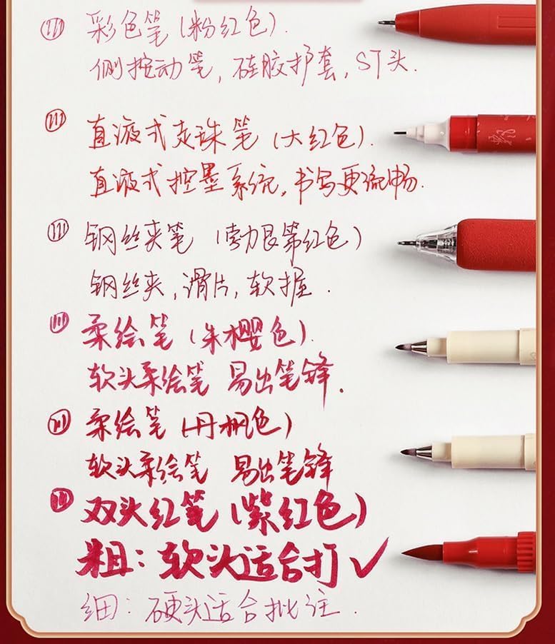 Image of COOFANDY 6 Pcs Red Ink Pen Set | Fine Point Smooth Writing Pens for Teacher Correction, Student Note Taking, Office Documentation, School, College, Journaling, Exam Checking & Stationery Essentials