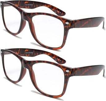2 Pairs Deluxe Reading Glasses - Comfortable Stylish Simple Readers Magnification 2 tortoise pair, 2 x