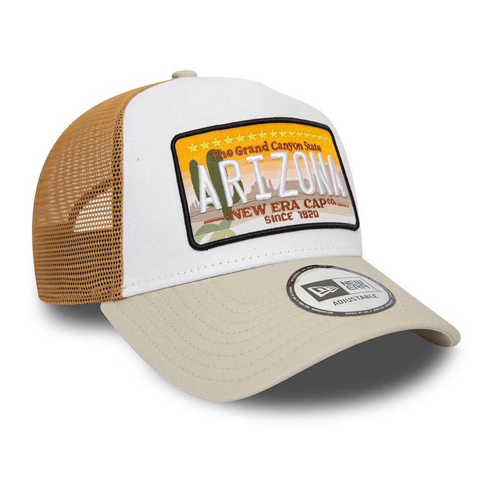 New Era State Patch Trucker CapEra Baseball Cap Curved Brim (One Size - White)
