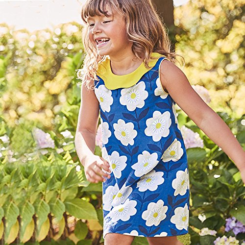 HILEELANG Little Girls Cotton Dress Sleeveless Casual Summer Sundress Flower Printed Jumper Skirt2