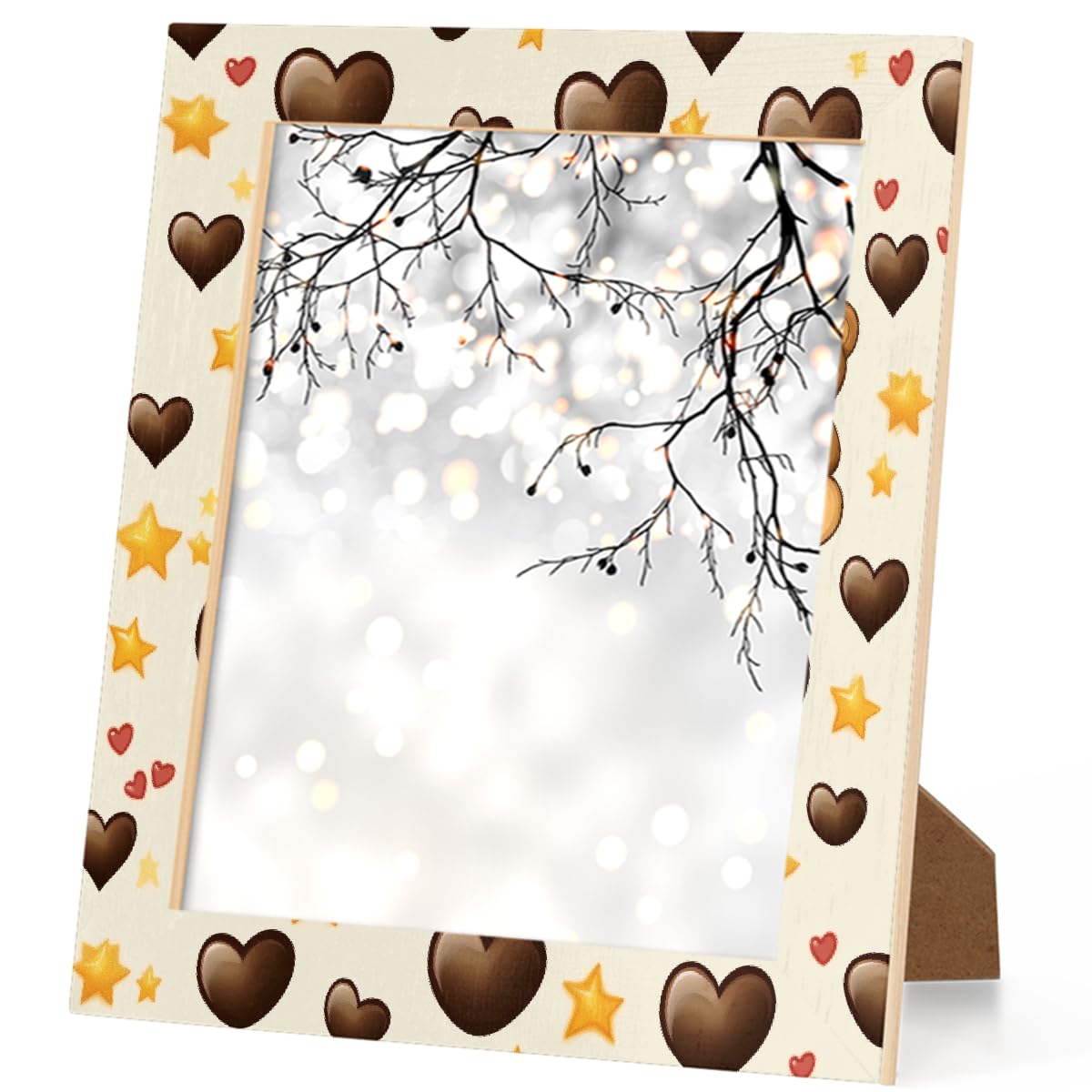 Bilderrahmen mit Bärenherz und Stern, Holz-Foto-Showcaser, Heimdekoration, Fotocollage-Rahmen für Wand und Schreibtisch, 27,9 x 35,6 cm