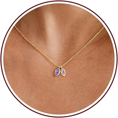 Birthstone Necklace for Women Dainty Gold Necklace with 2 Birthstone Christmas Stocking Stuffers Teen Girl Gifts Trendy Stuff Birthday Gift Moms 2025 Graduation Gift Adjustable Anniversary Jewelry for Daughter Girlfriend Friend