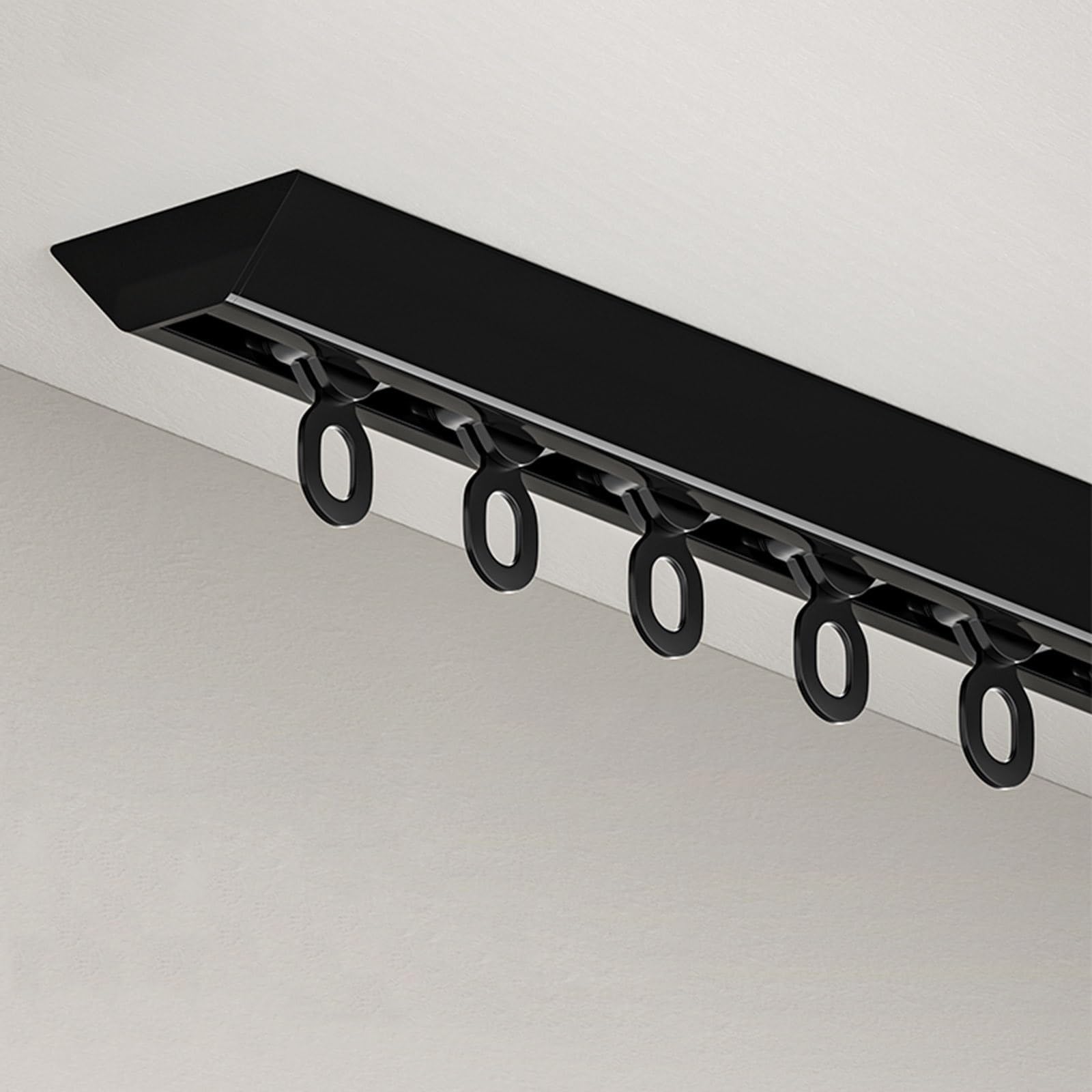 Einzelnes Vorhangschienensystem, Gardinenschiene Aluminium 1-läufig, Decken-Vorhangschiene Mit Stummen Rollen Stark Und Müheloses Gleiten Für Wohnzimmer Zu Vorhängen Gardinen(Black,2.7m(8.6ft))