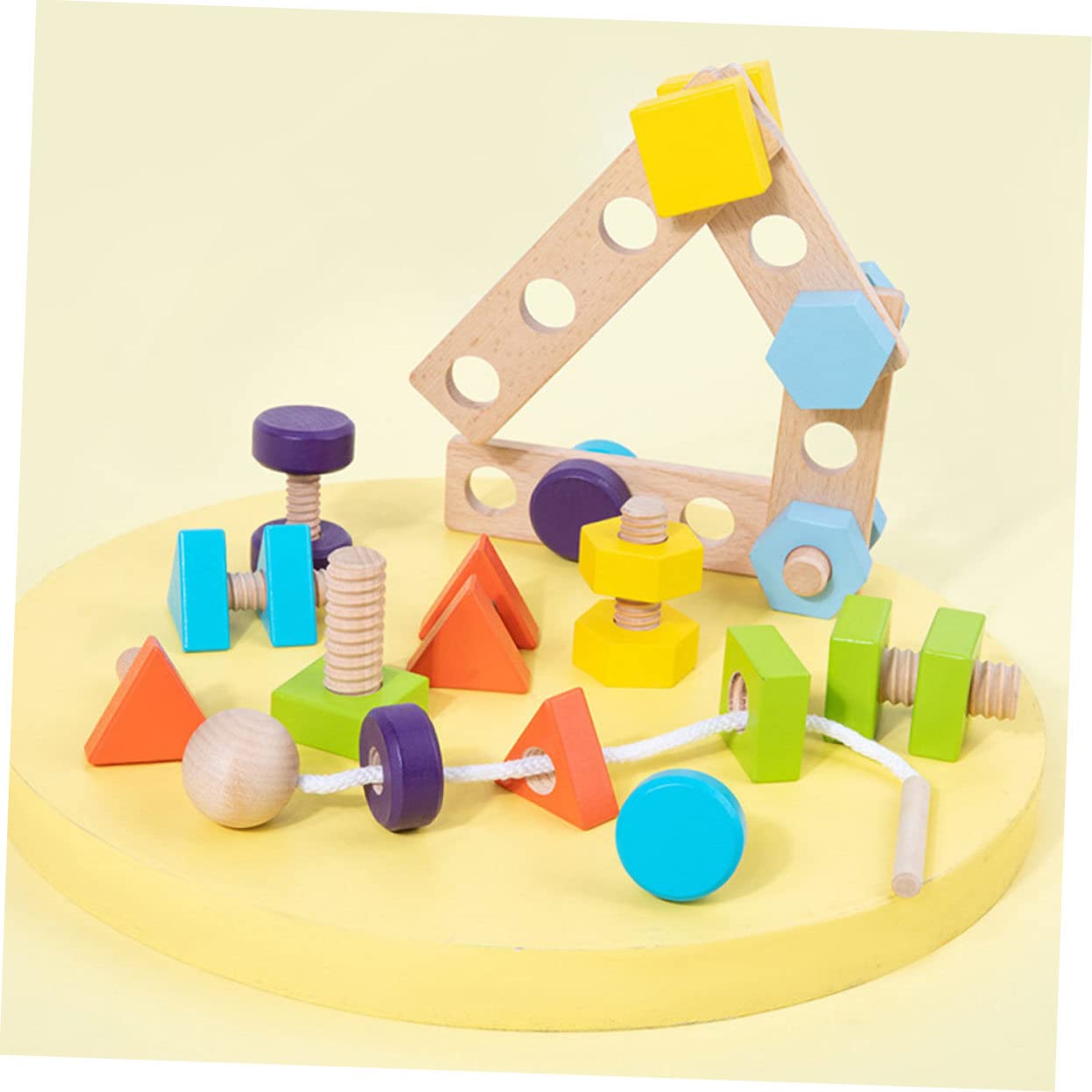 FRCOLOR Gioco di Abbinamento Viti e Dadi in Legno per Ragazzo Ragazza | Sviluppo delle Capacità di Pensiero, Finitura senza Bave, Puzzle Educativo da Assemblare