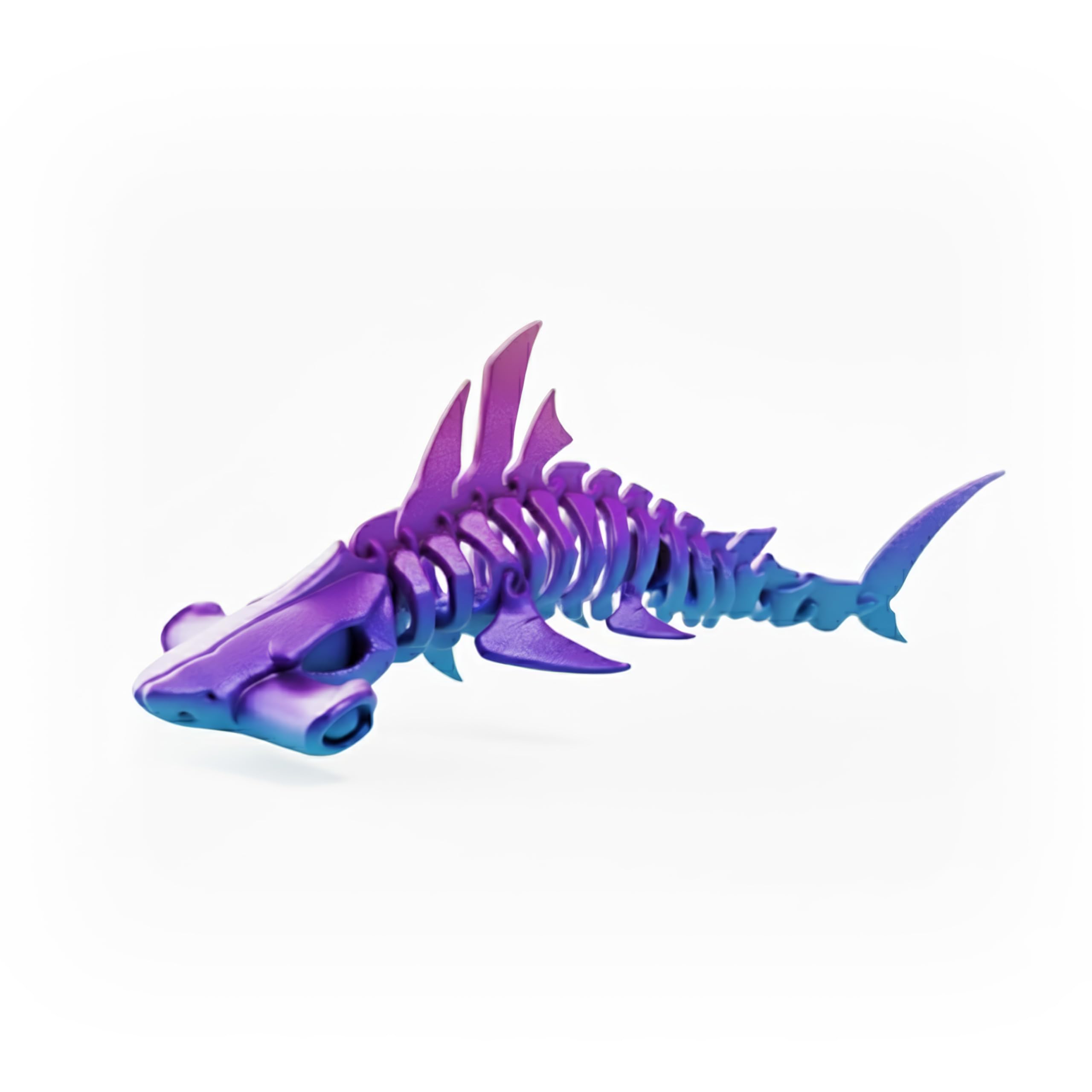 Ruyal Metta 3D Printed Shark Skeleton Fidget Toy - Articulated Stress Relief Toy, Unique 3D Animal Desk Decor, (Purple blue,L)