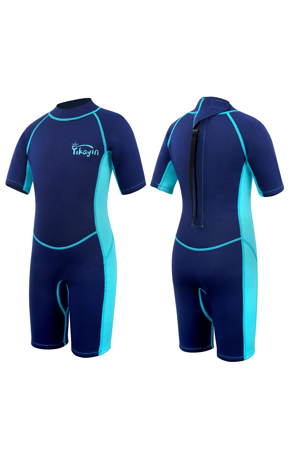 Yikayin Neoprenanzug Kinder Kurz, 2.5mm Neopren Shorty für Jungen Mädchen, Thermo UV Schwimmanzug Rückenreißverschluss zum Schwimmkurs, Tauchen, Surfen, Schnorcheln