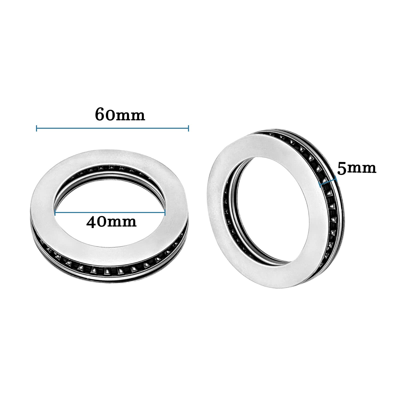 QUARKZMAN AXK4060+2AS Ago Rullo Reggispinta Cuscinetti con Cuscinetto Rondelle x 1pz Cromo Acciaio per Costruzioni Macchine, [40mm x 60mm x 5mm]