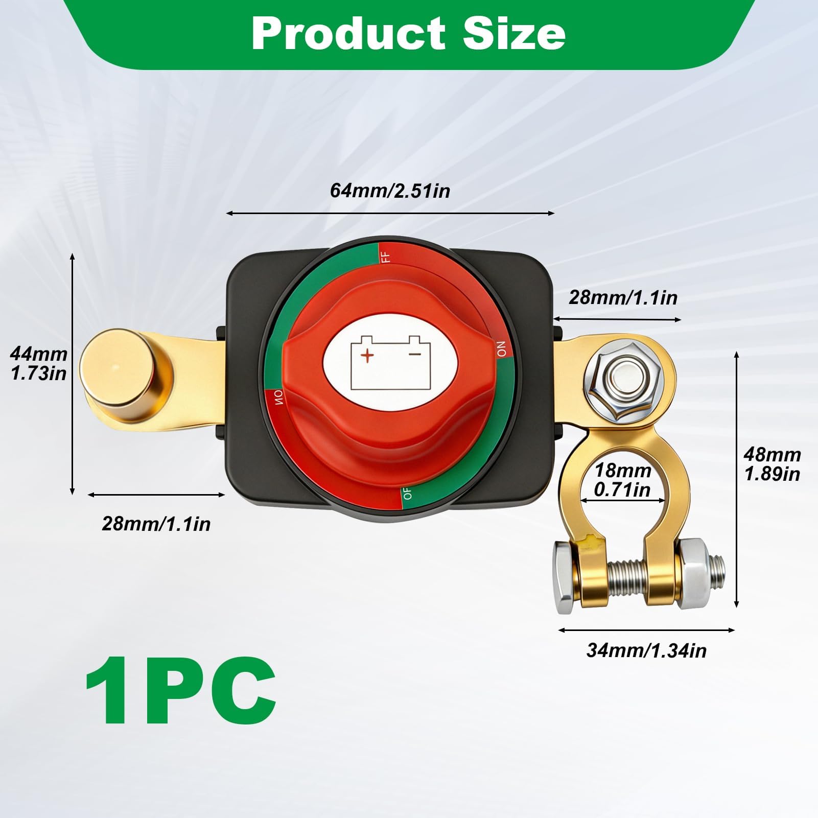 Coupe Circuit Batterie 12V-48V, Interrupteur de Déconnexion Réglable 180° en ABS et Cuivre, Sectionneur Batterie Anti-Décharge pour Voiture Bateau Camion Moto Camping-Car VTT UTV, Sécurité Renforcée