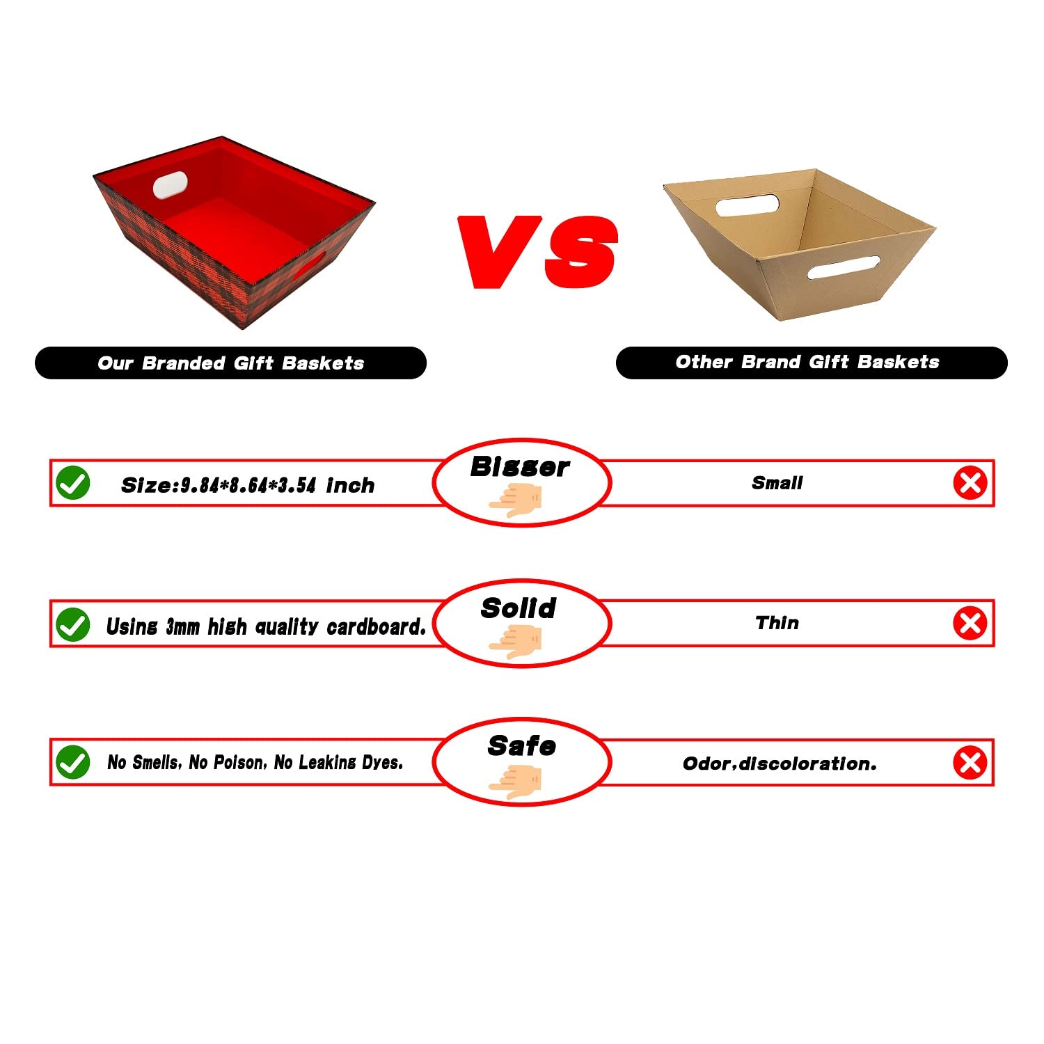 Cestino per regali vuoto, 5 pezzi, robusto cestino regalo fai da te in carta kraft vassoio di cartone con manici, cesto regalo kit forniture avvolgere da riempire per San Valentino, Natale, matrimoni,
