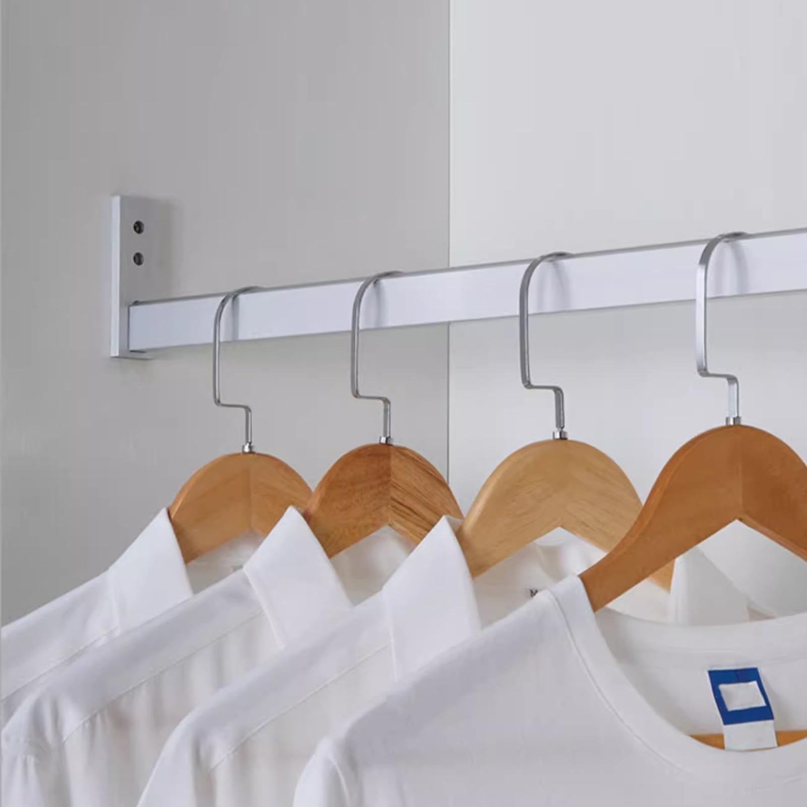 Ertsrhfd One Color Space Saving Closet Rod Garment Organizer, Aluminum Alloy Valet Clothing Storage Bar, Brackets Included(80Cm(31 1/2"))