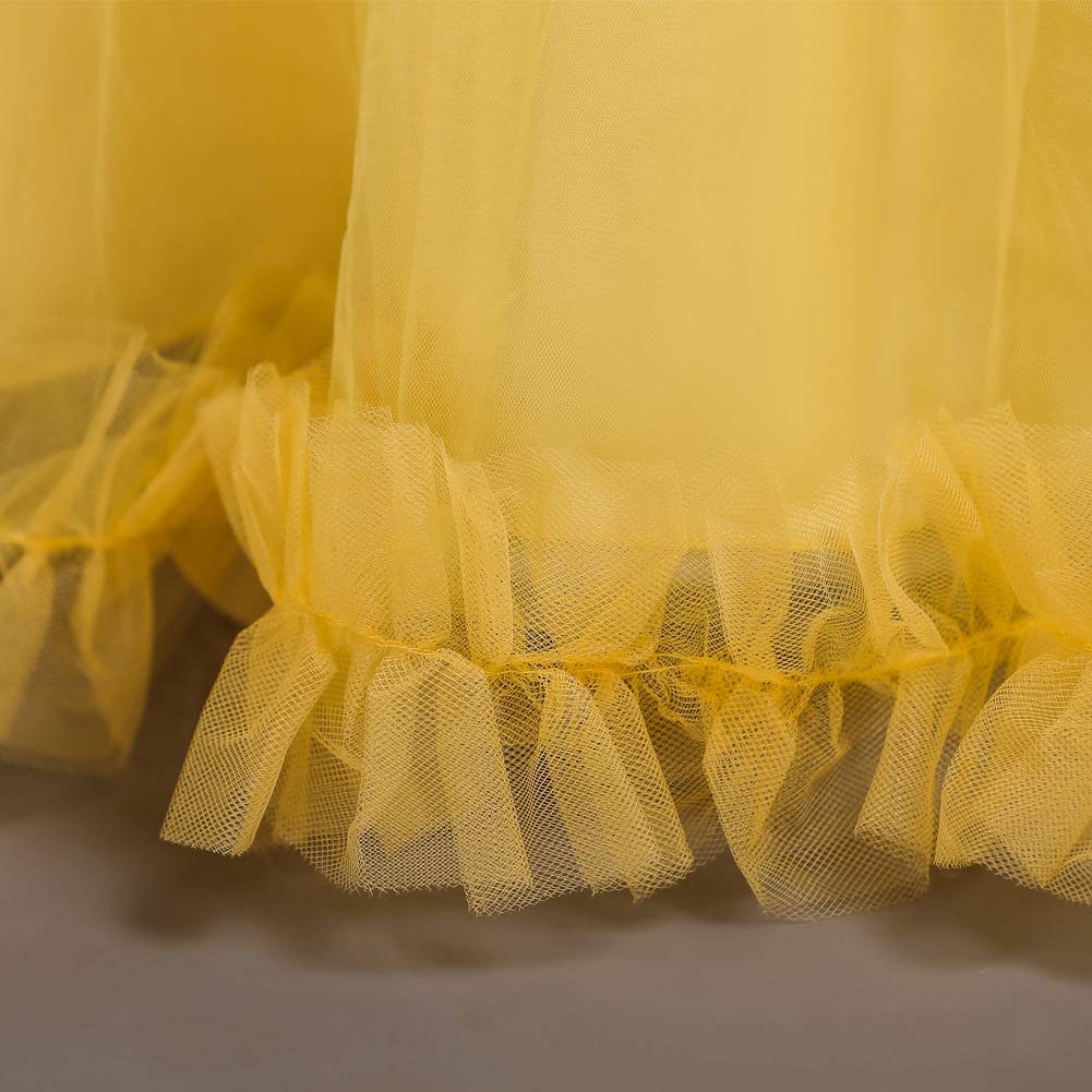 E-girl Mädchen ärmelloses Spitze Tüll Kleid Hochzeit,4-14 Jahre