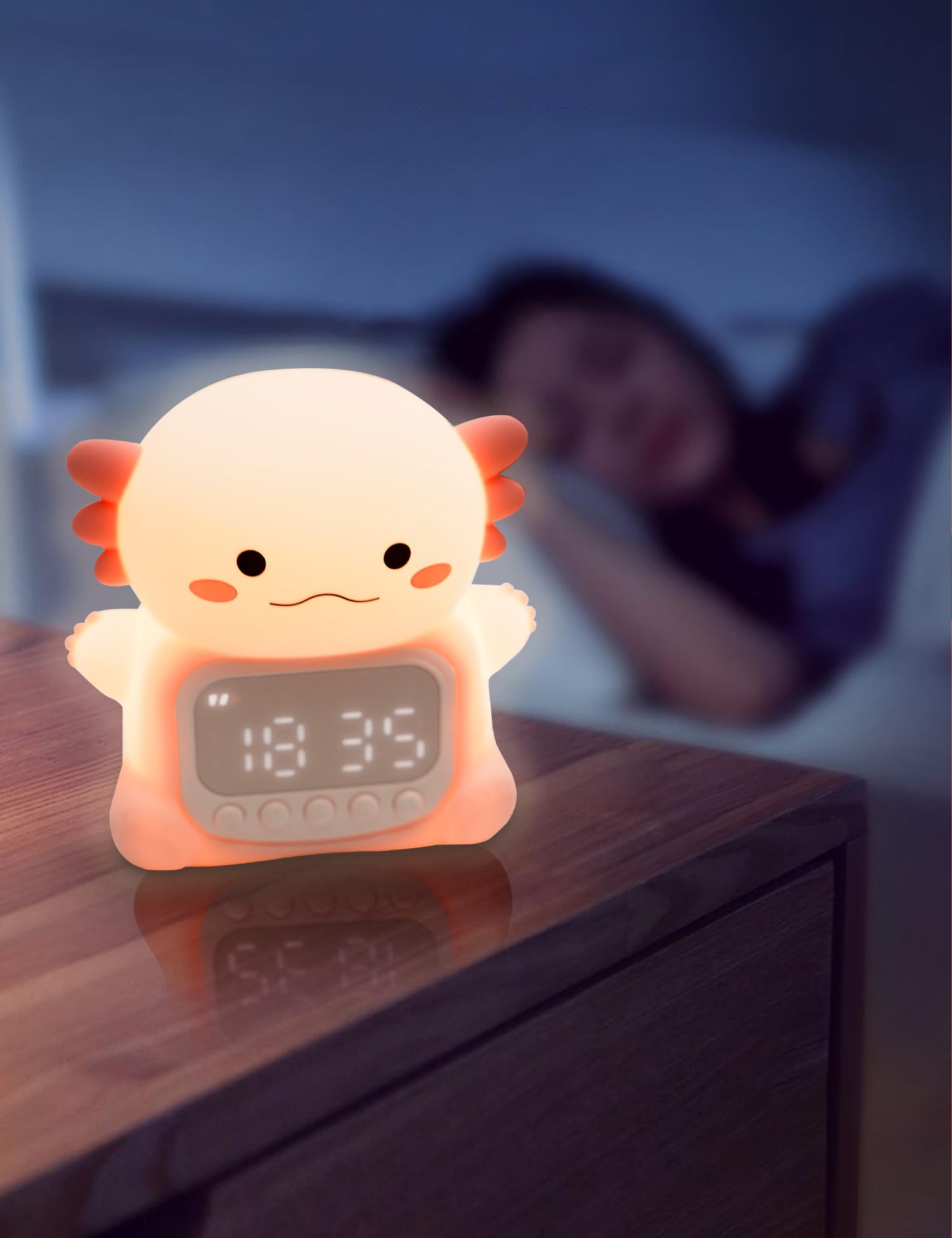 Axolotl Lampada notturna per bambini, simpatica lampada Axolotl, lampada da tavolo ricaricabile, lampada da comodino a LED, a forma di animale, in silicone, per cameretta dei bambini, ragazze e