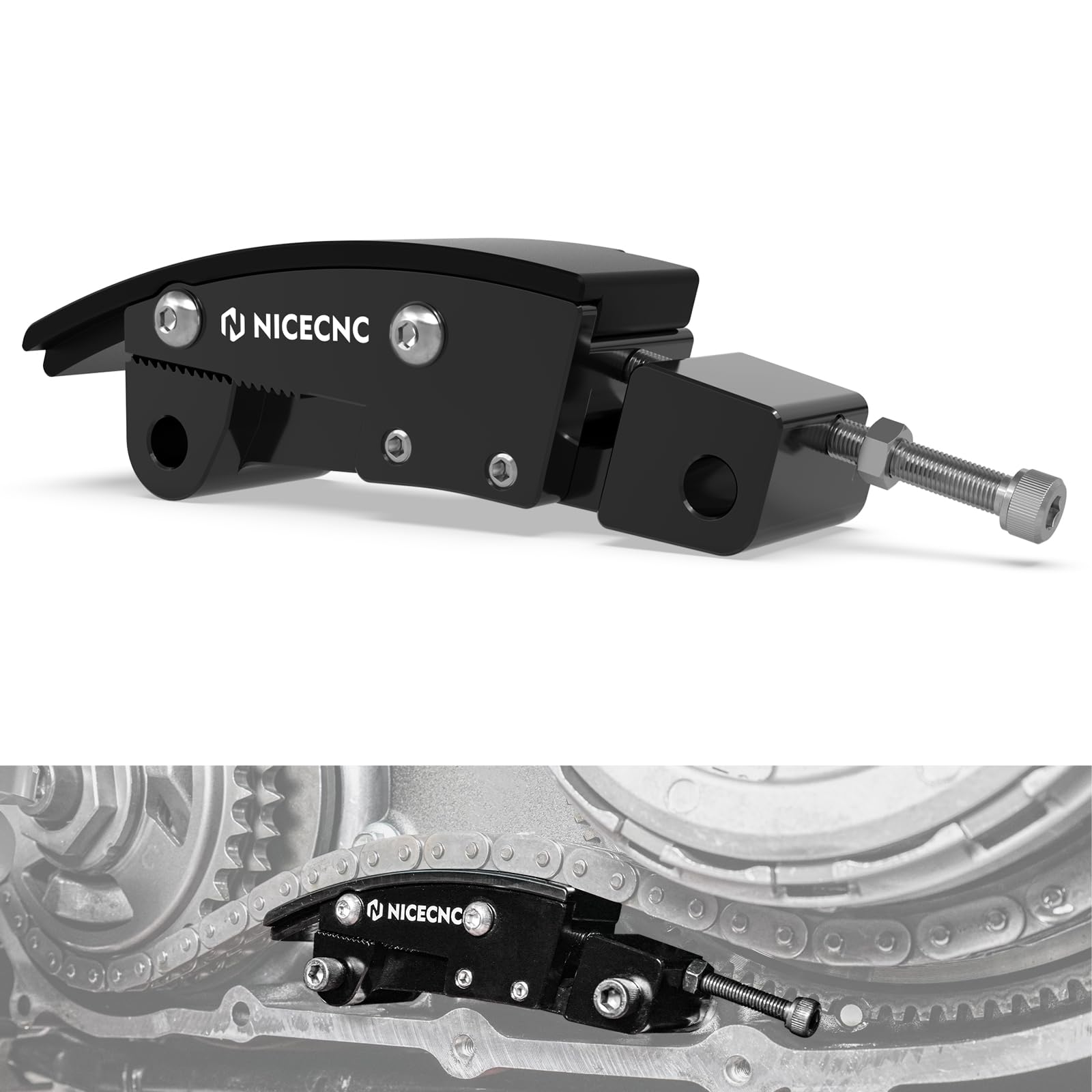 NICECNC Primary Chain Adjuster Kit Black Compatible with Harley Road King FLHR 1FBC 2017-2021, Ultra Limited FLHTK 1KEF 2019-2021, Replacement for