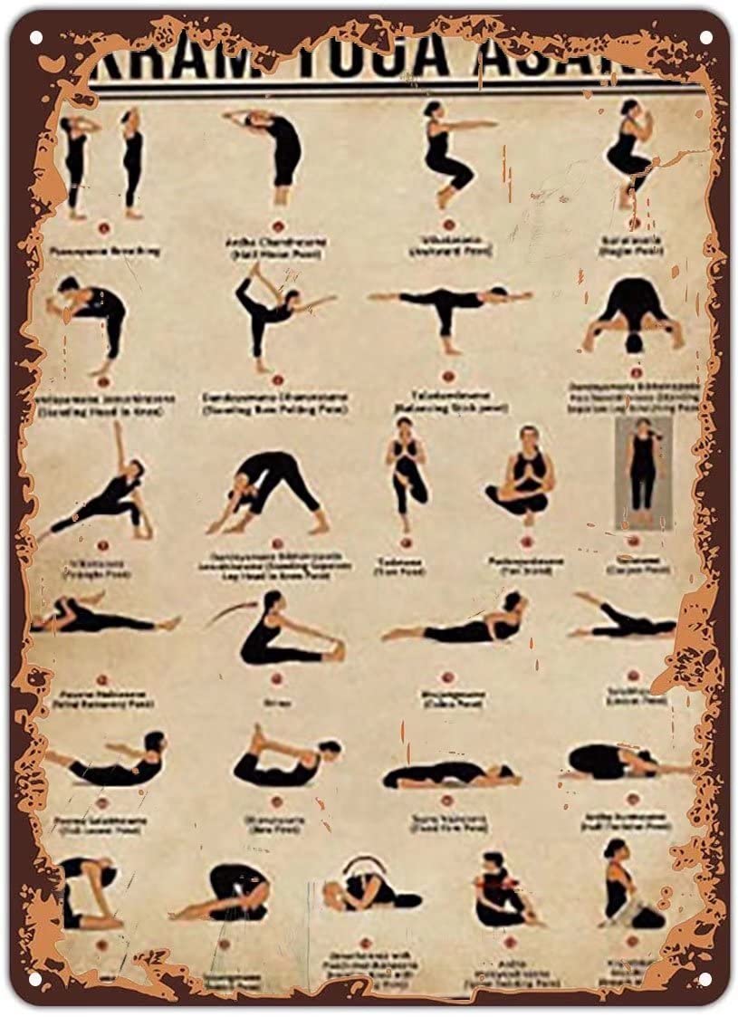 Poster Yoga Bikram Con Asana In Metallo, Targa 20x30 Cm, Grafico Istruzioni, Arredo Vintage Per Palestra - 2