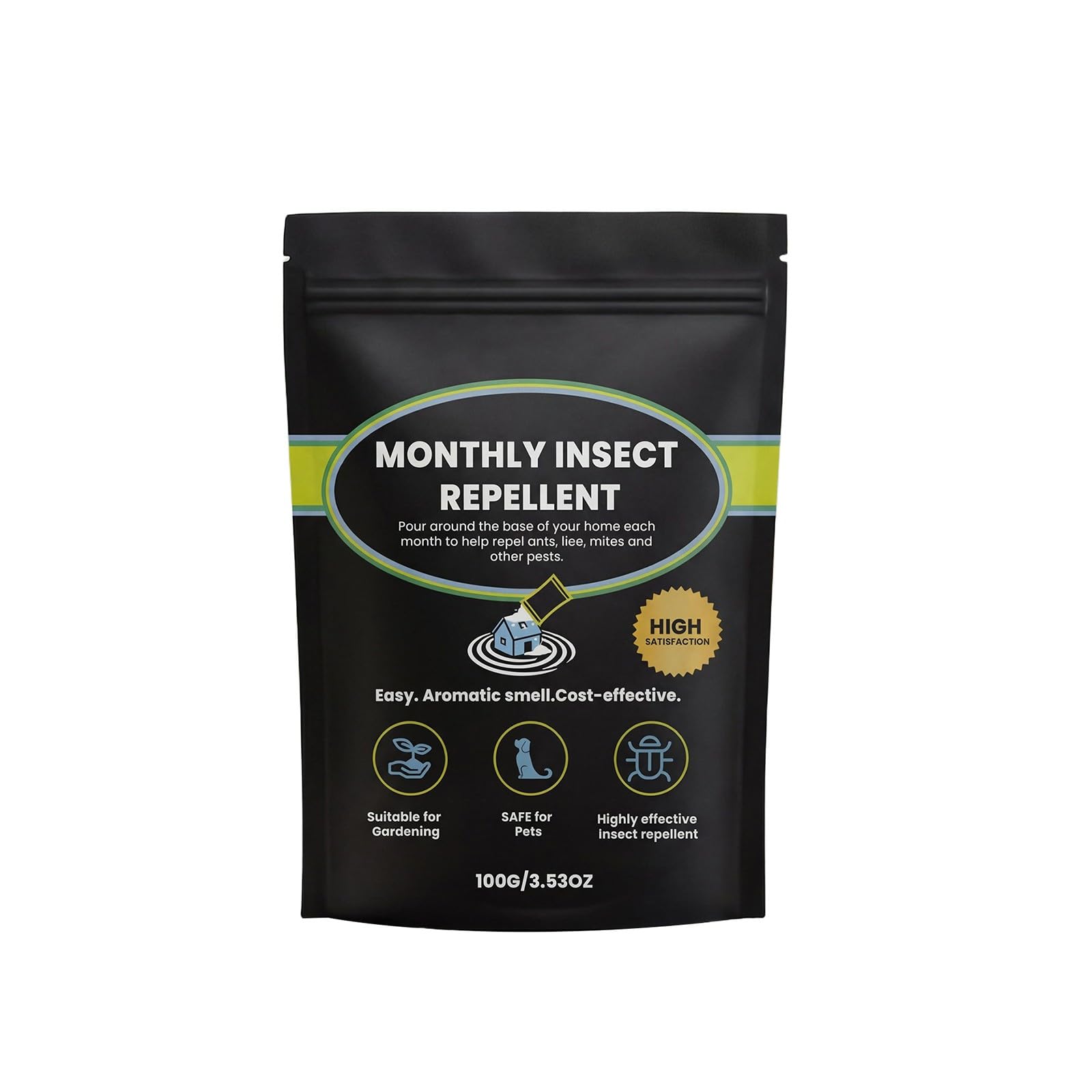 Monthly Insect Repellent Powder – Natural Bug Deterrent for Ants, Mites & Roaches – Pet Safe Insect Barrier for Home & Garden – Long-Lasting Monthly Pest Control