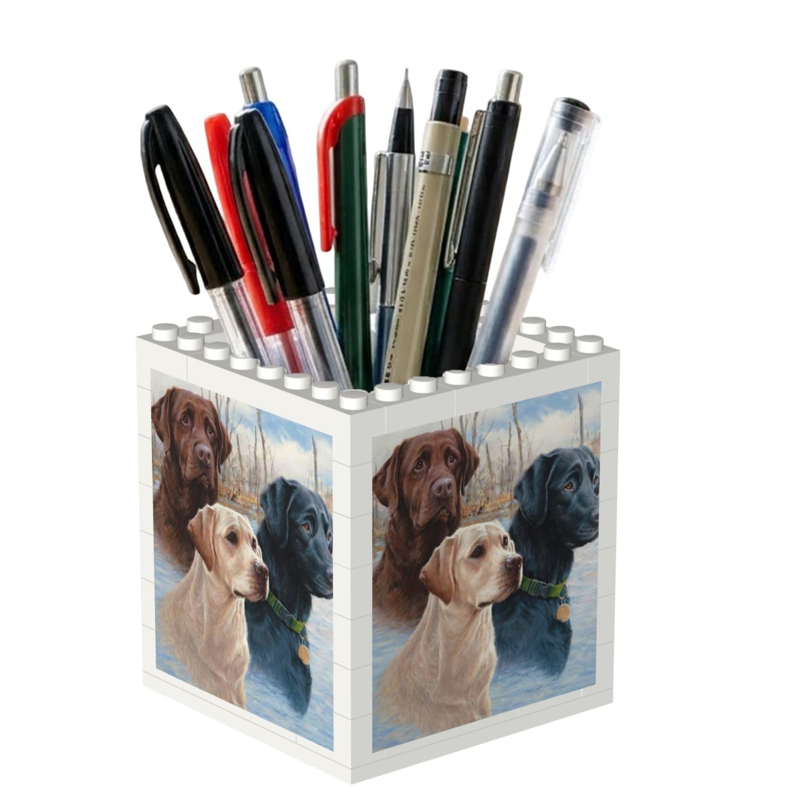 Poadnly Labrador Retriever Dog Puppy Art, Pen Pot Pencil Holder for Office Home School, Compact Desk Organiser for Office Stationery