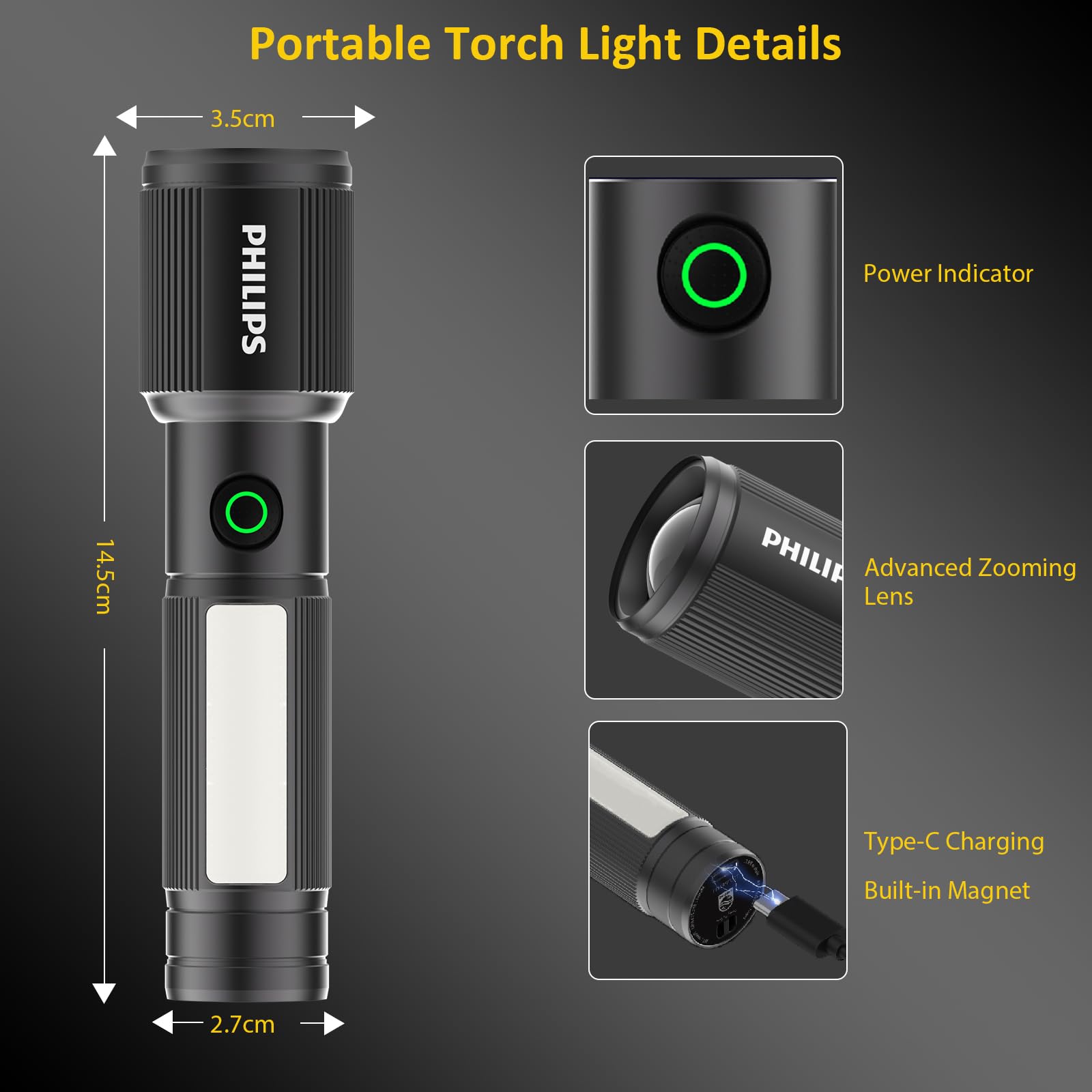 Philips 7W Rechargeable Torch - Powerful & Versatile -7 Philips 7W Rechargeable Torch - Powerful & Versatile -7