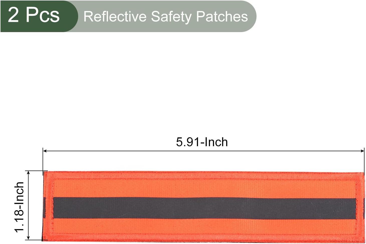 YOKIVE 2 Pcs Reflective Safety Patches, Hook and Loop Fastener Safety Mark Appliques, Great for Outdoor, Night, Daily Use (Orange, 1x6-Inch)