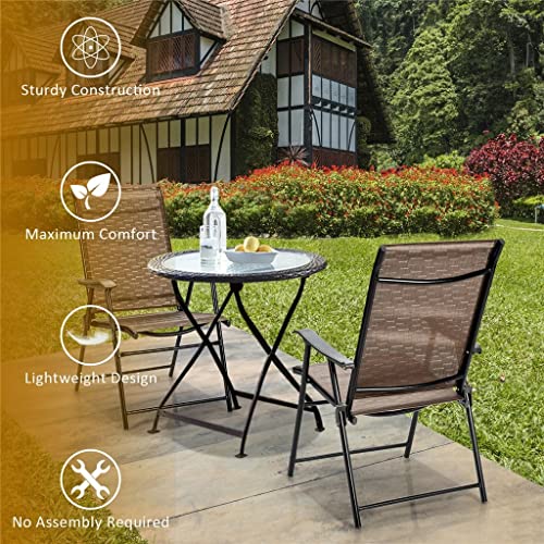 Dloett 2 Pieces Outdoor Patio Folding Chairs Camping Portable Lawn Garden With Armrests #TOP3
