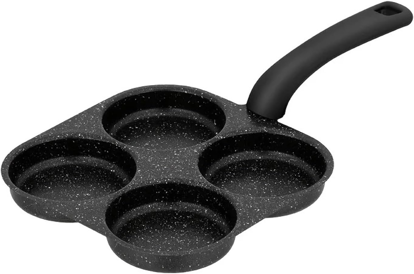 Fit for Non-Stick Omelette Pan - Four-Hole Breakfast Egg Frying Pan for Egg Burgers and Dumplings(Curved handle)