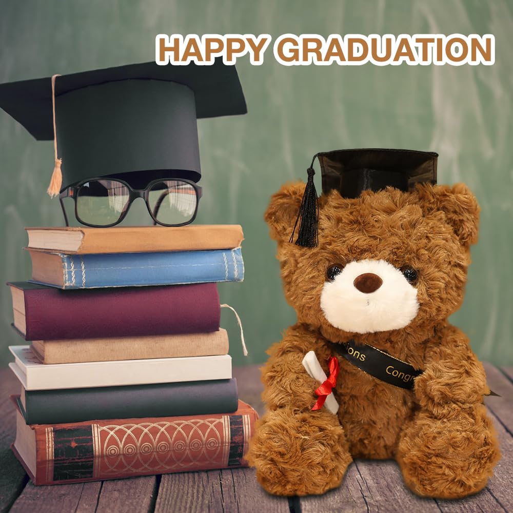 Osito De Graduación De 22 Cm Con Birrete, Diploma Y Lazo De Felicitación, Peluche De Felpa Suave, Regalo Personalizado Para Estudiantes De Guardería, Escuela O Universidad