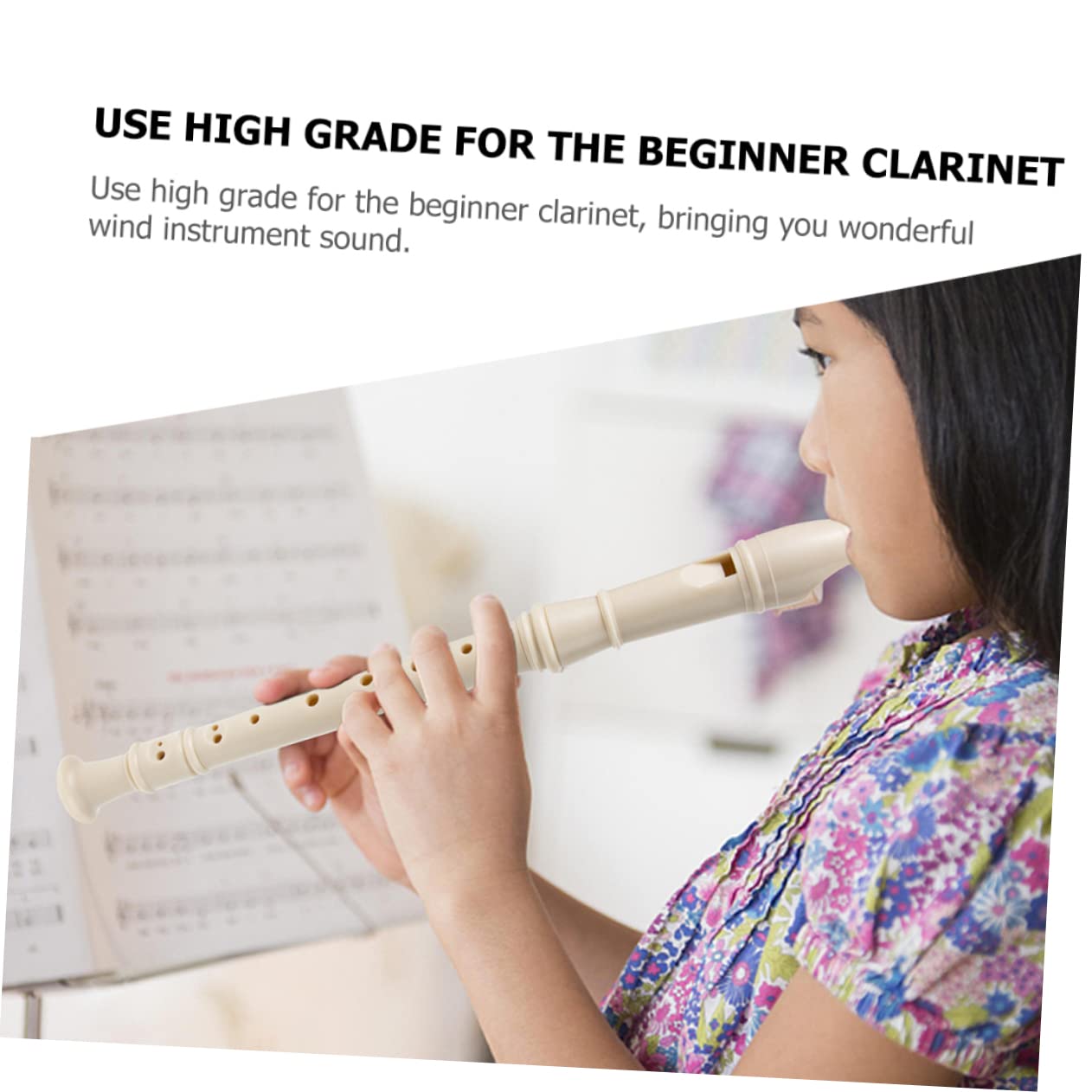 Clarinete Infantil de 8 Agujeros de Resina Beige 1 Set | Decoracion Colegio, Instrumento Musical para Principiantes, Clarinete de Estudiante