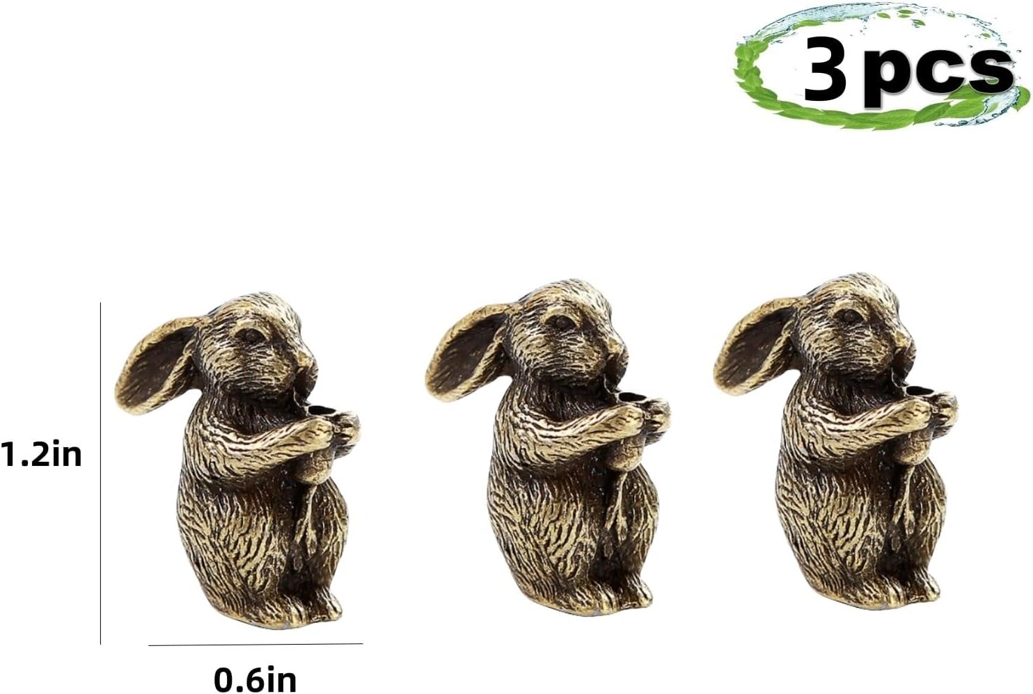 Brass Retro, Antique Rabbit Hinge Heads Decorative Topper Set of 3, Magnetic Hinge Head Toppers, Vintage Home Decoration