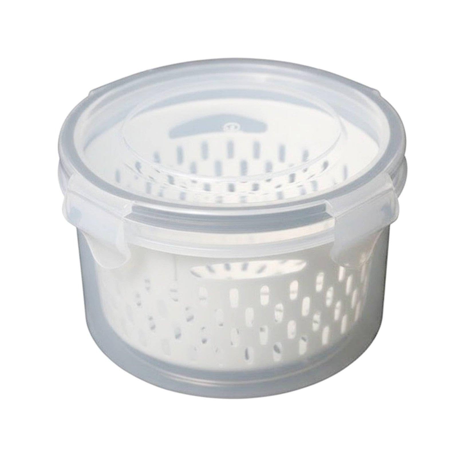 Round Food Container with Colander Microwave Double Layer Drain Basket Leakproof Refrigerator Produce Keeper with Lid for Pantry, Picnic S|Home & Garden| Kitchen Dining & Bar| Kitchen STO-image-1