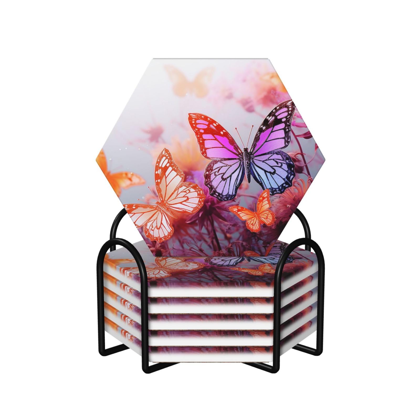 Dessous de verre protection de table hexagonaux en liège et céramique pour verre et tasse