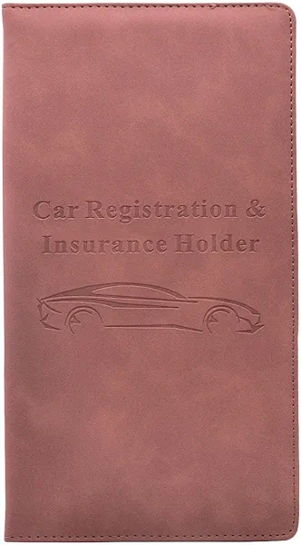 ZYHW Car Registration and Insurance Card Holder - Vehicle Glove Box Document Organizer - Premium PU Leather Wallet Case - Driver License - Pink