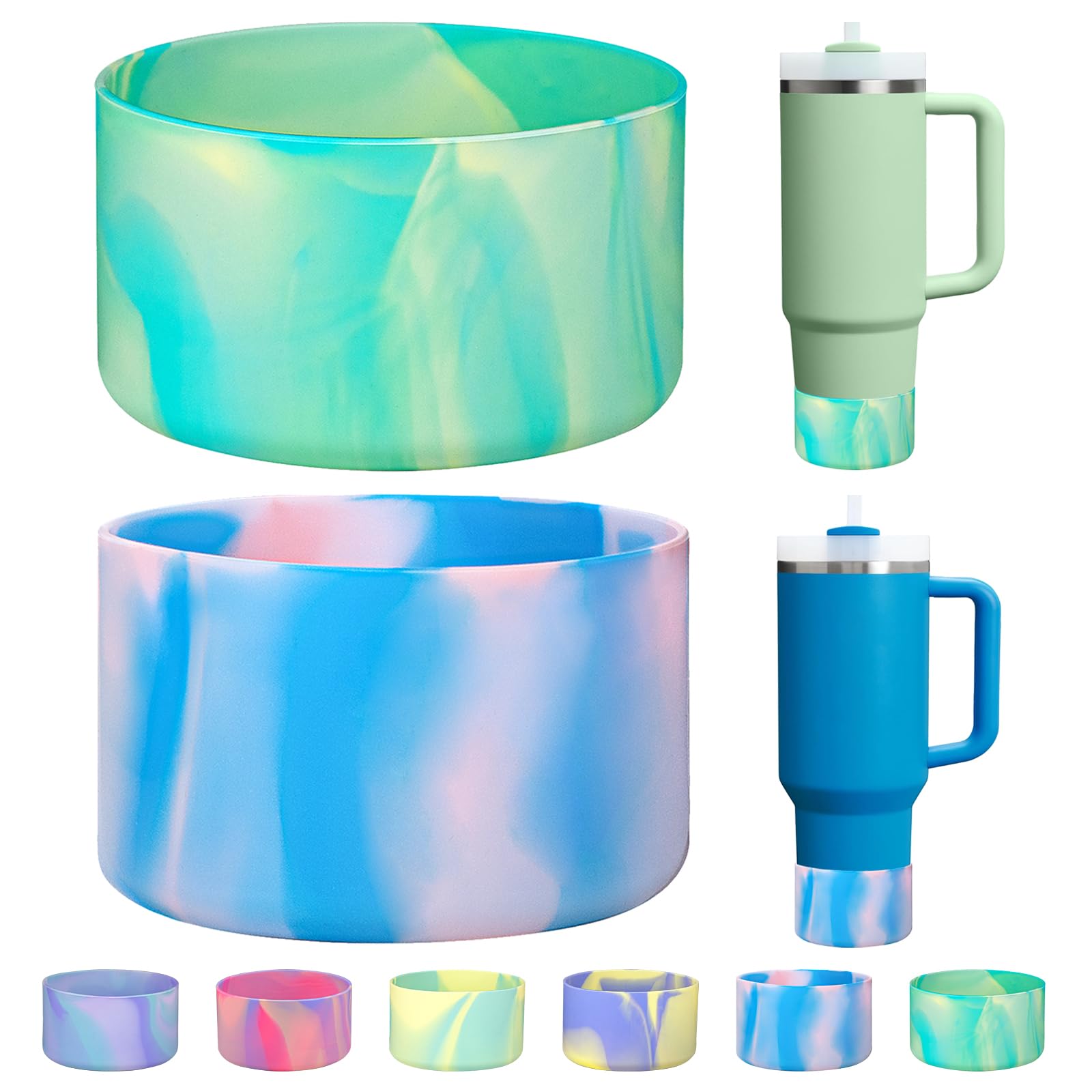 HEYSKAY 2pcs Protective Flask Silicone Boot Base for Stanley Quencher Adventure 30oz 40oz & Stanley IceFlow 20oz 30oz Tumbler, and Compatible with 12-24oz Hydro Sport Water Bottles,Yeti and More โ image 1