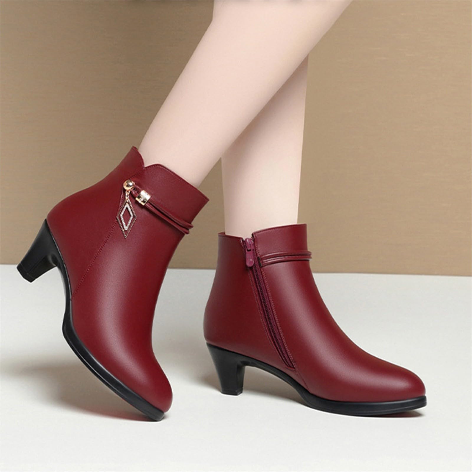 Botas para Mujer Acolchadas Y Cálidas Otoño E Invierno De Tacón Cowboy
