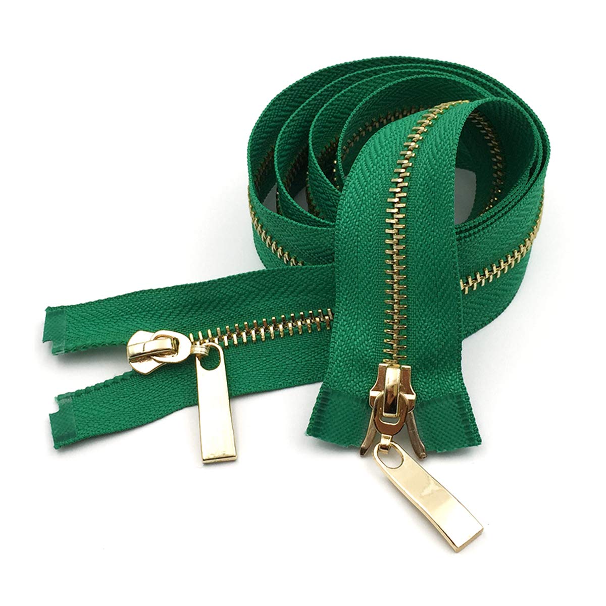 DSESS Zipper Tape#5 Metallic Nylon Coil Zippers Nylon Coil Zippers Bulk Jacket Zippers for DIY Sewing Craft Tailor Bag Garment，1Pcs(Green Gold,80cm)