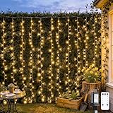 JMEXSUSS 300 LED Remote Control Curtain Lights, Plug in Fairy Curtain Lights Outdoor...