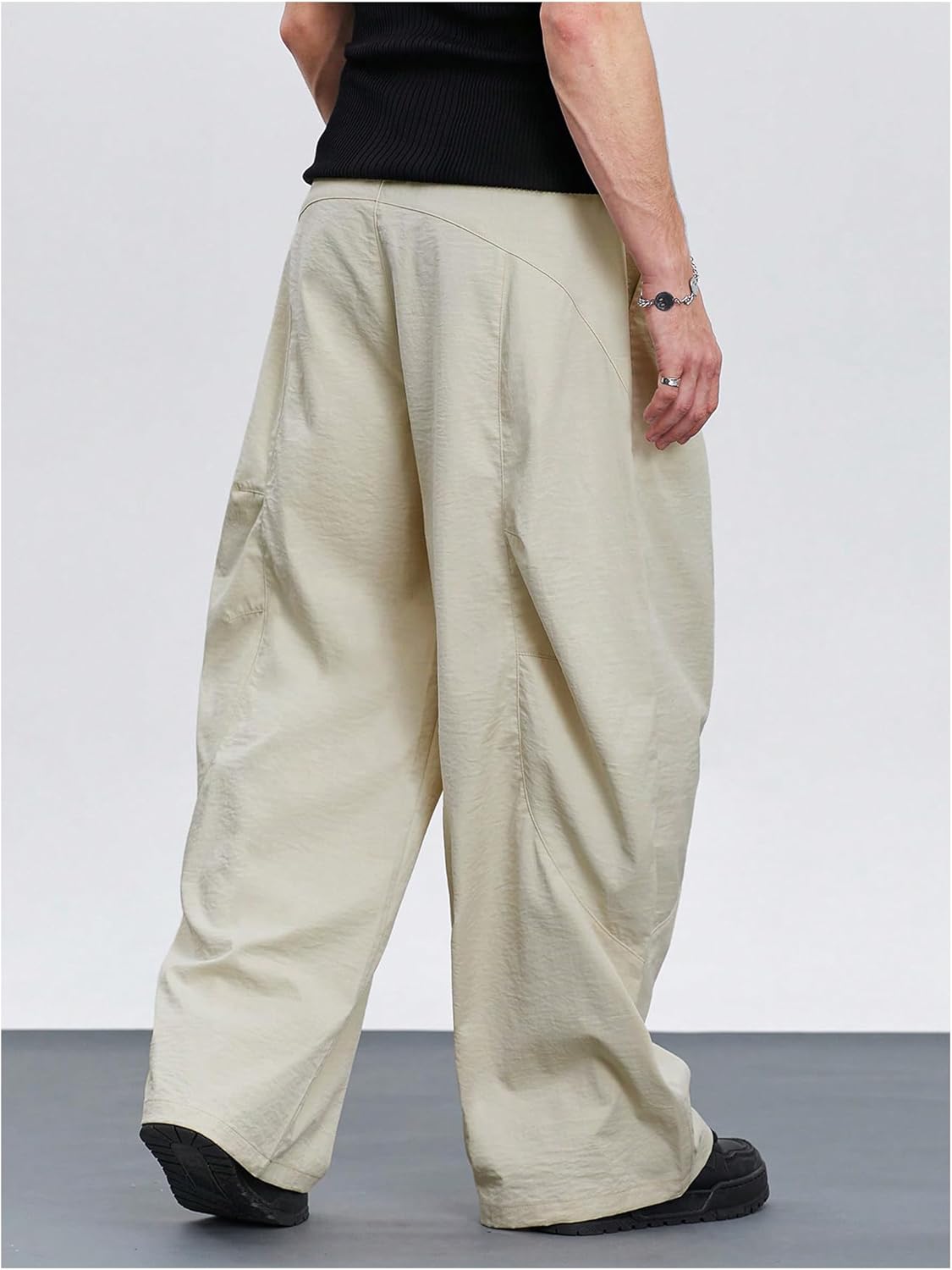 OYOANGLE Men's Baggy Wide Leg Dress Pants Zipper Fly Long Loose Casual Pants with Pockets - Image 2
