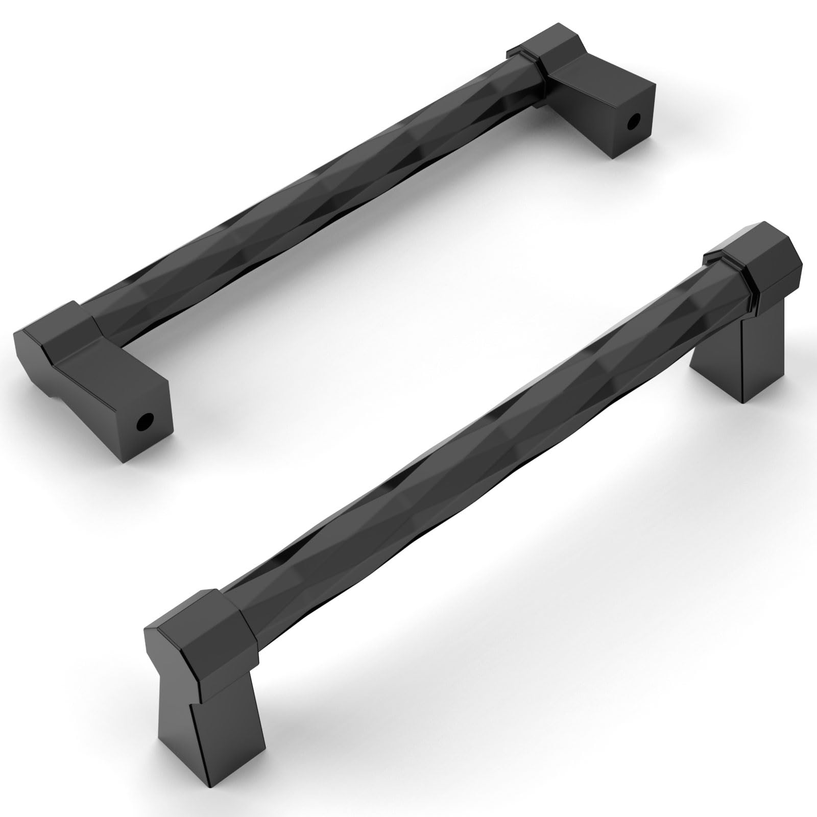 Amerdeco 6 Pack Matte Black Cabinet Pulls 5 Inch(128MM) Hole Centers Kitchen Cabinet Handles Hardware Kitchen Handles for Cabinets Cupboard Handles Drawer Pulls ZH0044