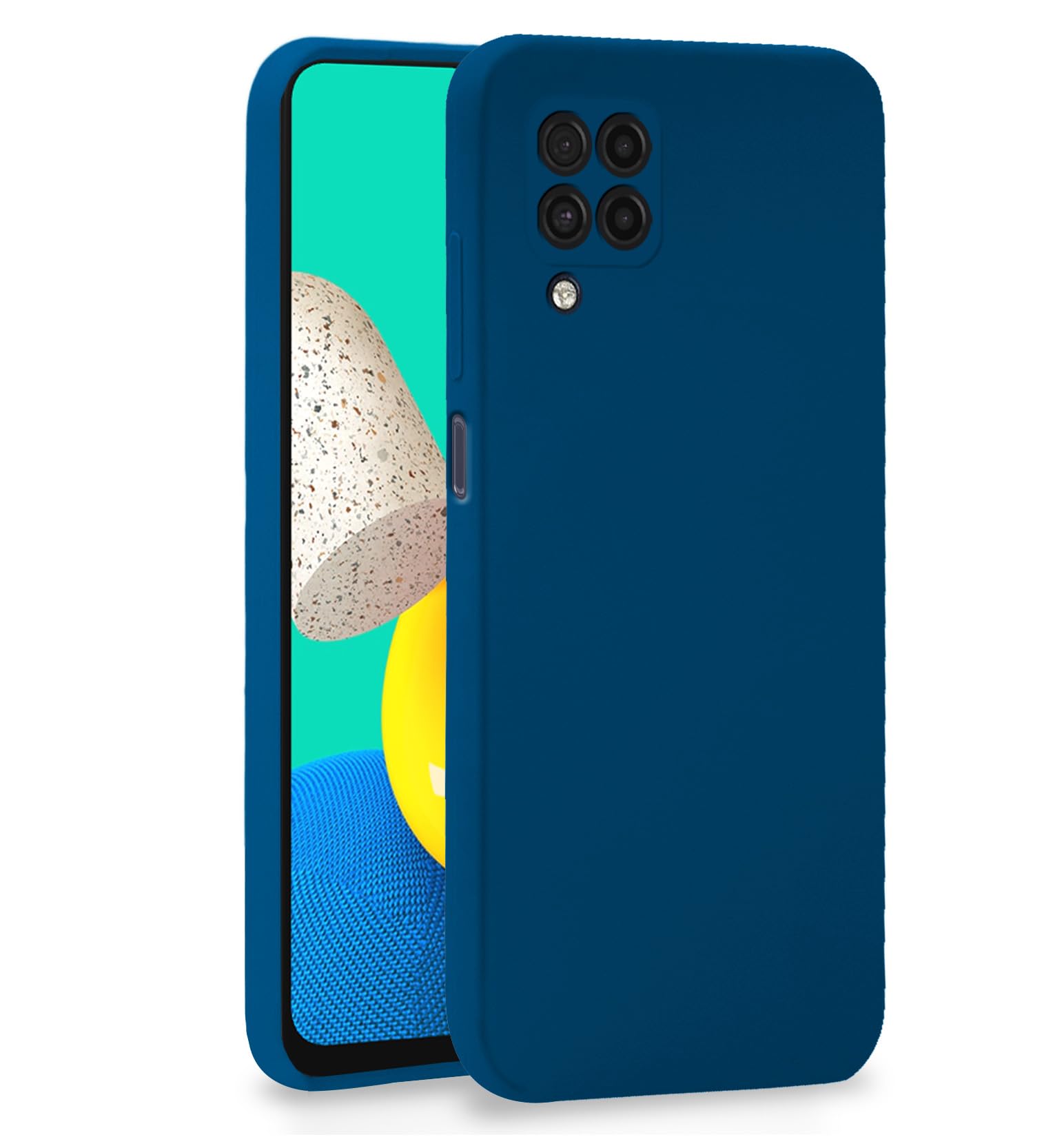 Pikkme Samsung M32 4G / M32 Prime / F22 4G Back Cover Soft Matte Liquid Silicone TPU | Camera Protection | Shockproof Slim Back Case for Samsung M32 4G / M32 Prime / F22 4G (Blue)