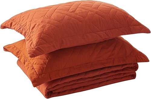 Miniatura 6 de NexHome Juego de edredón tamaño Queen, cubrecamas ligeros, de microfibra suave, reversible, acolchado, color óxido, estilo moderno, con patrón de
