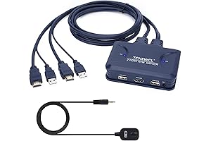 TCNEWCL 4K Resolution HDMI KVM Switch For Using 2 Monitors with One Computer