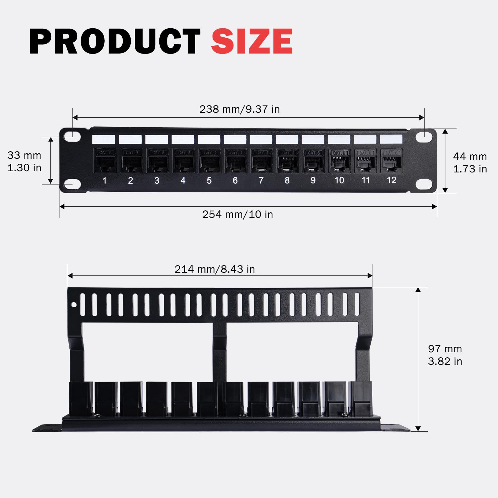 GeeekPi Panneau de brassage 12 ports Cat6, panneau modulaire à montage en rack 1U avec coupleur Keystone et gestion des câbles pour DeskPi RackMate T1/T0/T2/T0 Plus/T1 Plus, rack serveur et armoire