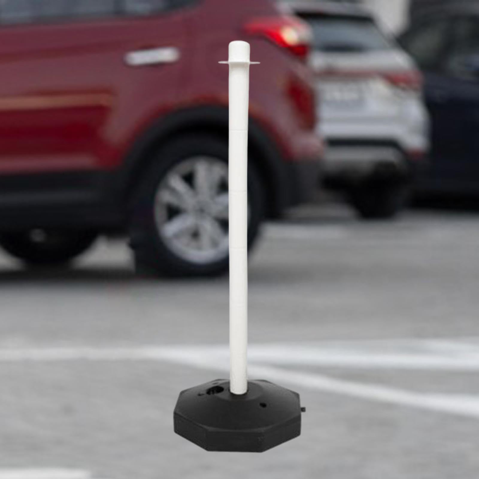 Menolana 33inch Traffic Post Cone Parking Post Driveway Caution Sign Versatile with Fillable Base Street Stanchion for Traffic Caution, White