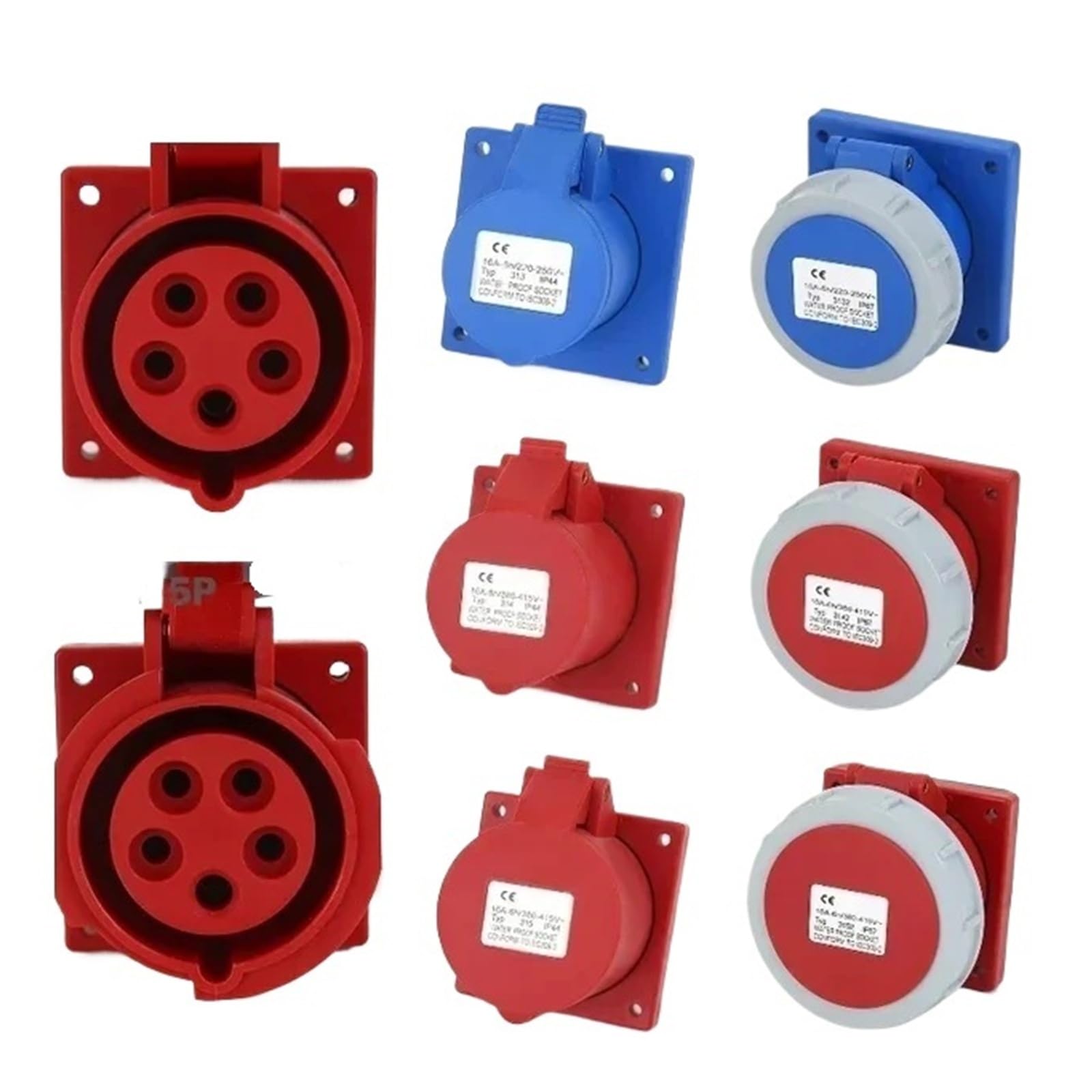 1/5/20 sztuk 16A/32A Wtyczka przemysłowa 3P/4P/5-pinowe złącze elektryczne IP67 Wodoodporne gniazdo ścienne (32A Panel montowany, 1 PCS-5P IP44)