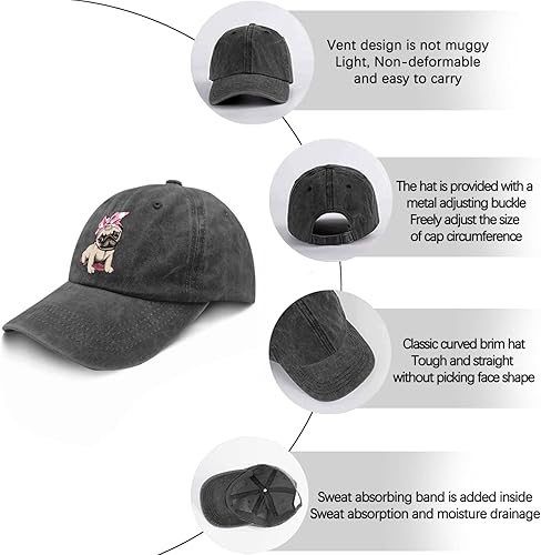 Miniatura 6 de devor Gorras de béisbol con diadema para cachorros, gorra de béisbol para hombres, divertida gorra de béisbol de mezclilla ajustable