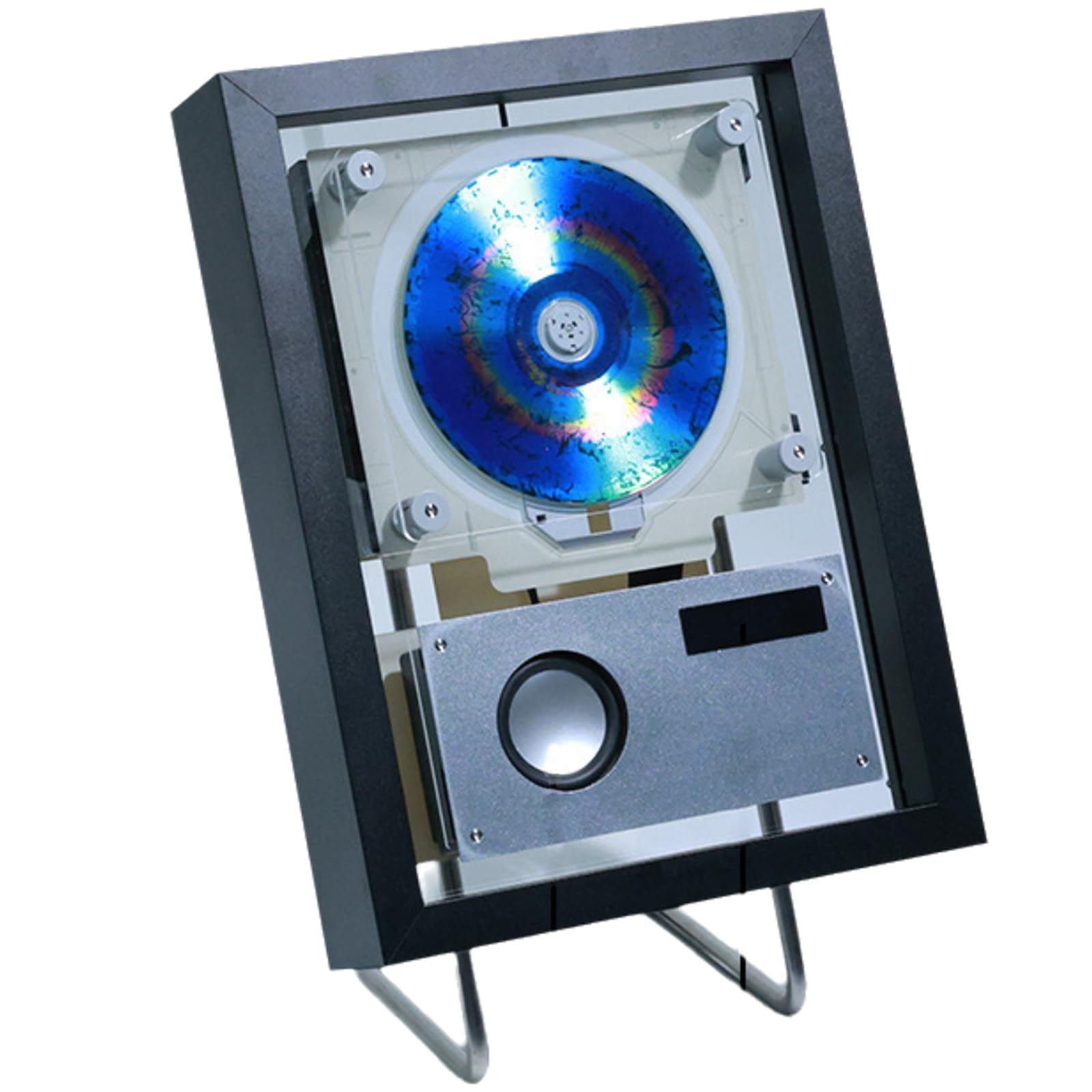 Reproductor de CD de pared con mando a distancia, Bluetooth 5.1, USB, FM, modos auxiliares, marco de fotos decorativo de música para el hogar, oficina, pasillo, elegante decoración de pared