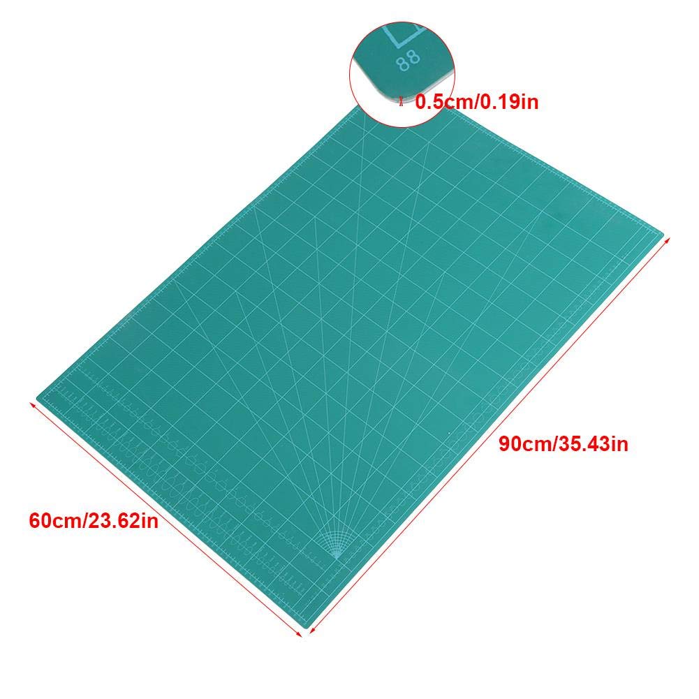 Schneidematte, A1 5-lagige dicke PVC-Schneidunterlage, doppelseitig, grün, selbstheilend, mit Raster Cutting Mat, DIY-Schnitzwerkzeug