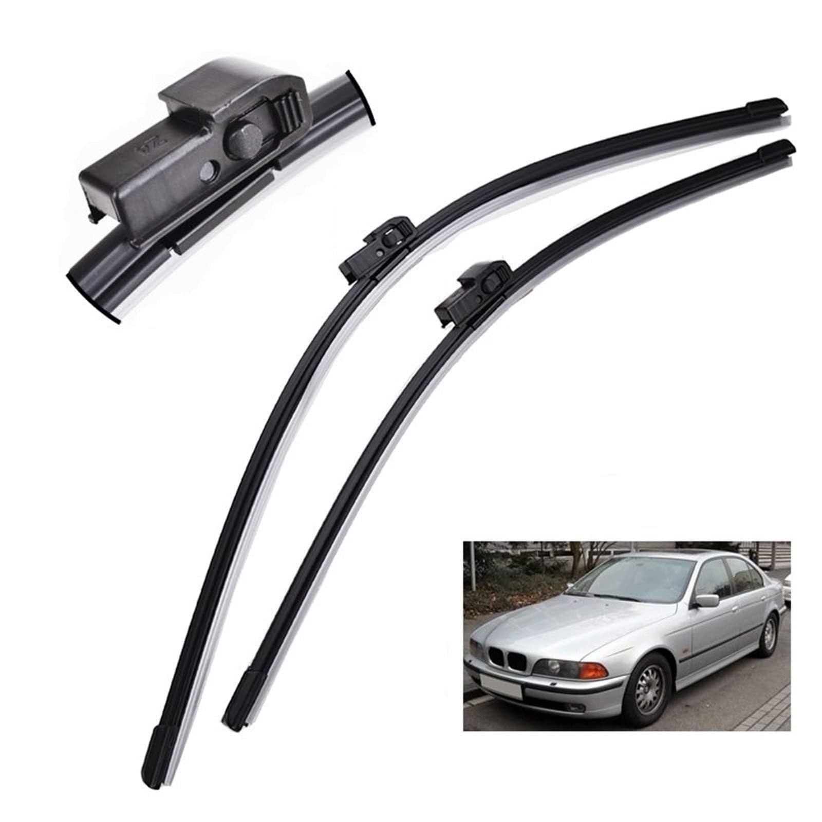 TMAR Scheibenwischer Vorne und Hinten Wischerblätter Set Für BMW Serie 5 E39 525i 528i 530i 540i M5 26 "+ 22", Windschutzscheibe Front Fenster Wischer Auto Zubehör