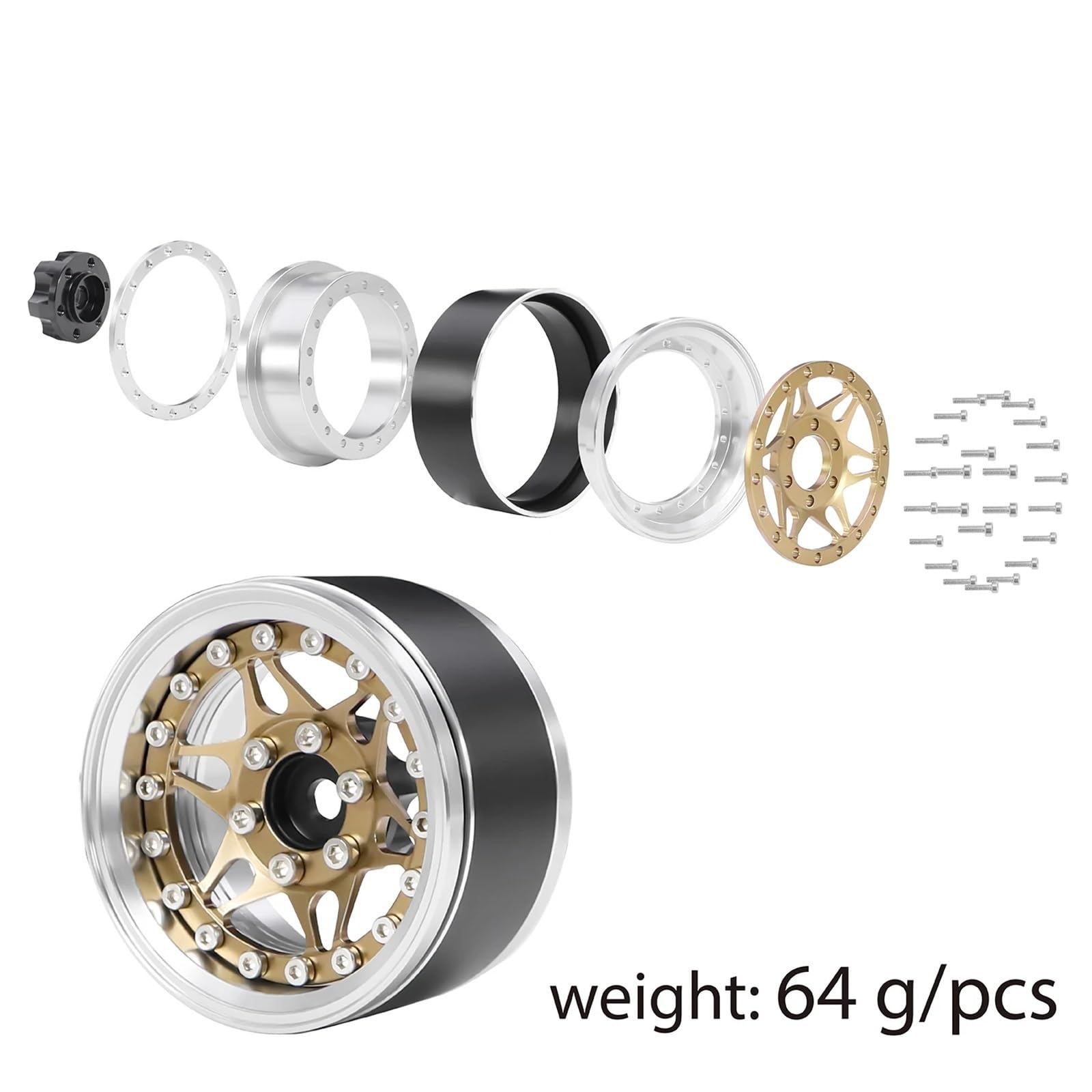 Per TRX4 Per TRX6 Per Axial SCX10 Per Redcat GEN8 D90 1/10 Parti Automobili RC 1.9 Pollici CNC Ruote Beadlock Cerchio Offset Regolabile Ricambi Modellini RC